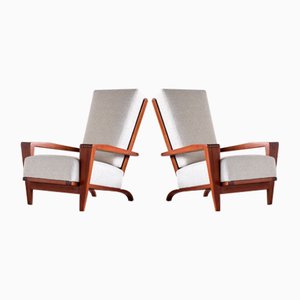 French Sapele Mahogany and Bouclé Armchairs by André Sornay, 1950s, Set of 2-FMT-1140859