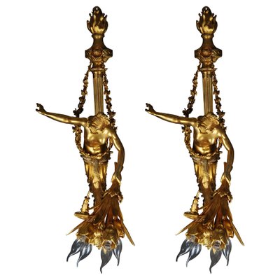 French Sconces in Gilt Bronze, Paris, 20th Century, Set of 2-FLW-1755028