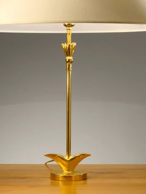 French Sculptural Cast Metal Golden Lamp from Fondica, 1980s-NLF-1154100