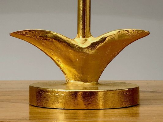 French Sculptural Cast Metal Golden Lamp from Fondica, 1980s-NLF-1154100