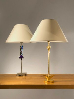 French Sculptural Cast Metal Golden Lamp from Fondica, 1980s-NLF-1154100