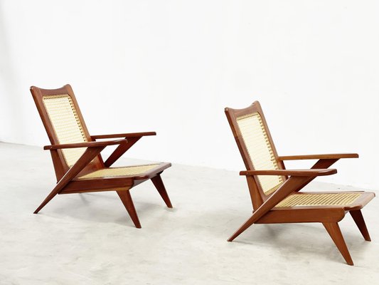 French Sculptural Lounge Chairs, 1950s, Set of 2-XLH-1783070