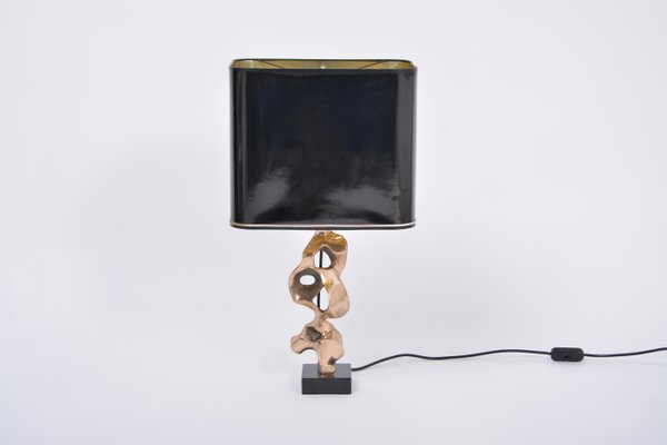 French Sculptural Table Lamp in Bronze by Michel Jaubert, 1970s-FN-1254288