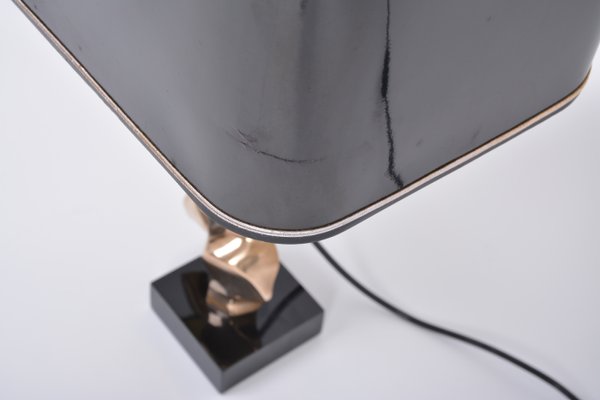 French Sculptural Table Lamp in Bronze by Michel Jaubert, 1970s-FN-1254288