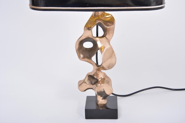 French Sculptural Table Lamp in Bronze by Michel Jaubert, 1970s-FN-1254288