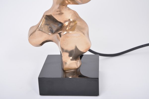 French Sculptural Table Lamp in Bronze by Michel Jaubert, 1970s-FN-1254288