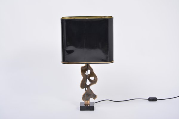 French Sculptural Table Lamp in Bronze by Michel Jaubert, 1970s-FN-1254288