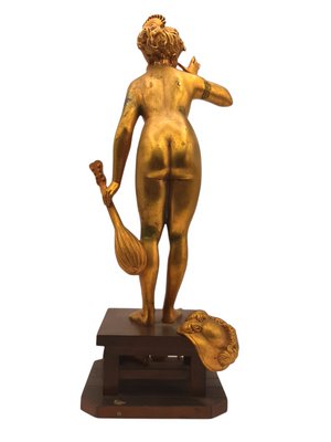 French Sculpture of a Parisine, Bronze with Wood Stand-TCS-1145121