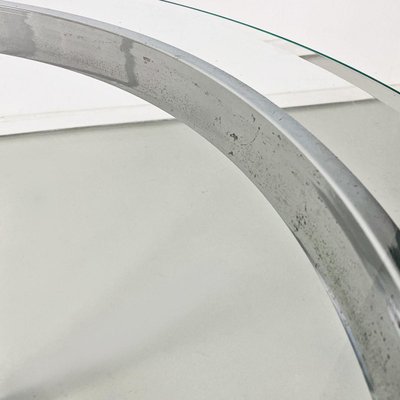 French Semicircular Consoles in Chromed Steel and Bellied Glass, 1970s, Set of 2-GDD-1746702