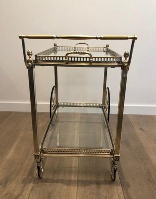 French Silver & Brass Trolley from Maison Bagués, 1940s-BA-926125