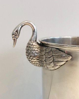 French Silver-Plated Ice Bucket with Swans Attributed to Christofle, 1940s-BA-728560