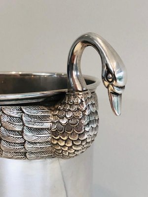 French Silver-Plated Ice Bucket with Swans Attributed to Christofle, 1940s-BA-728560