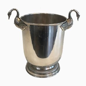 French Silver-Plated Ice Bucket with Swans Attributed to Christofle, 1940s-BA-728560