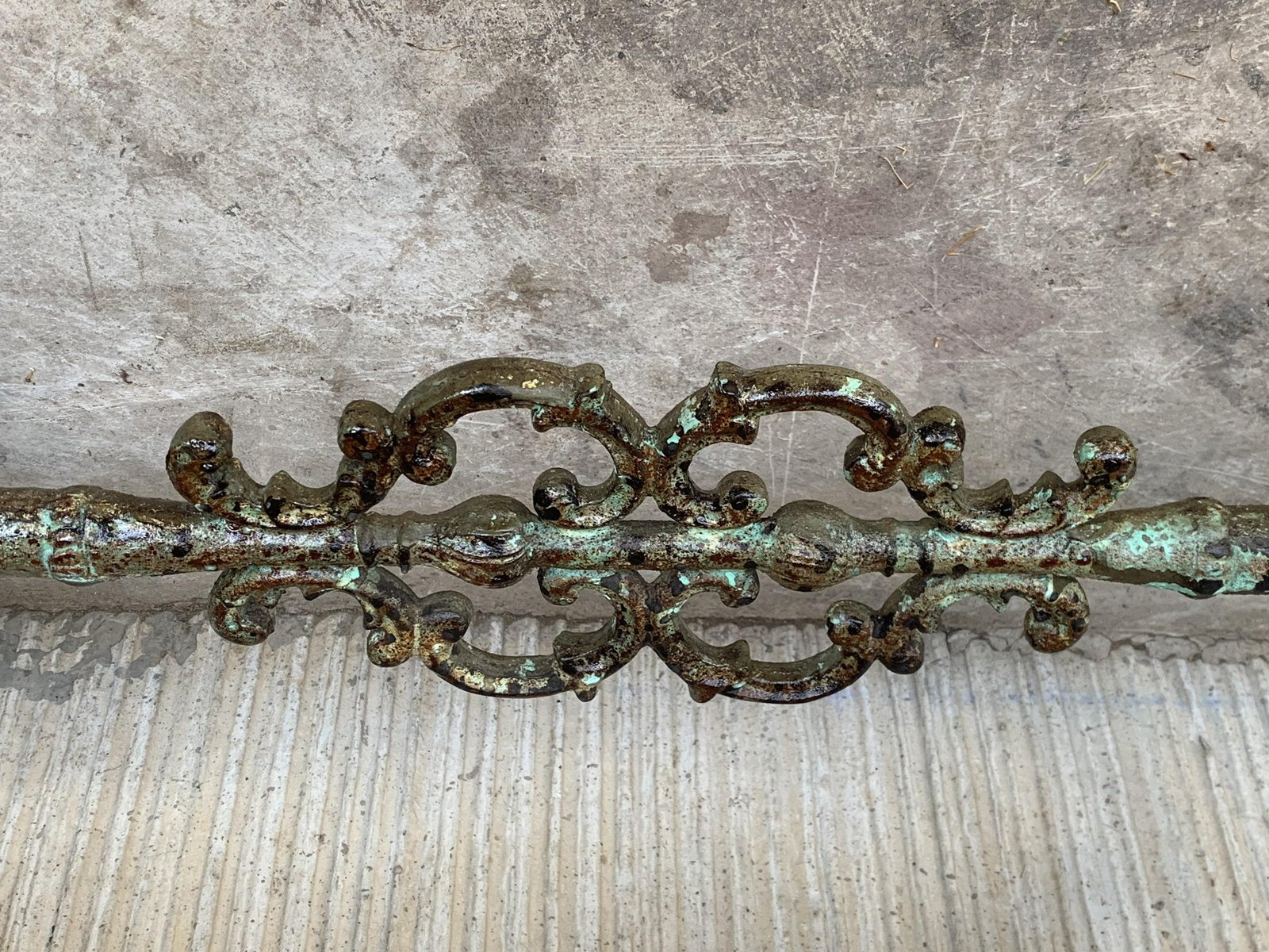 French Solid Cast Iron Scrolling Butterfly Coffee Table with Marble Top