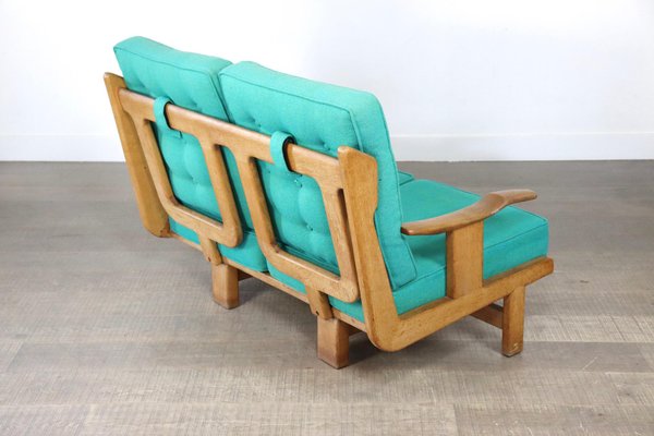 French Solid Oak Sofa by Guillerme & Chambron, 1960s-ZZP-1308845