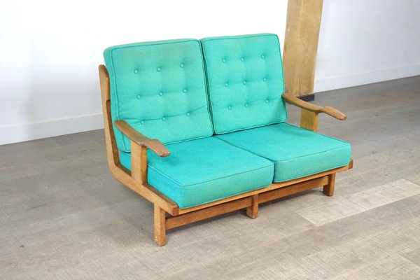 French Solid Oak Sofa by Guillerme & Chambron, 1960s-ZZP-1308845