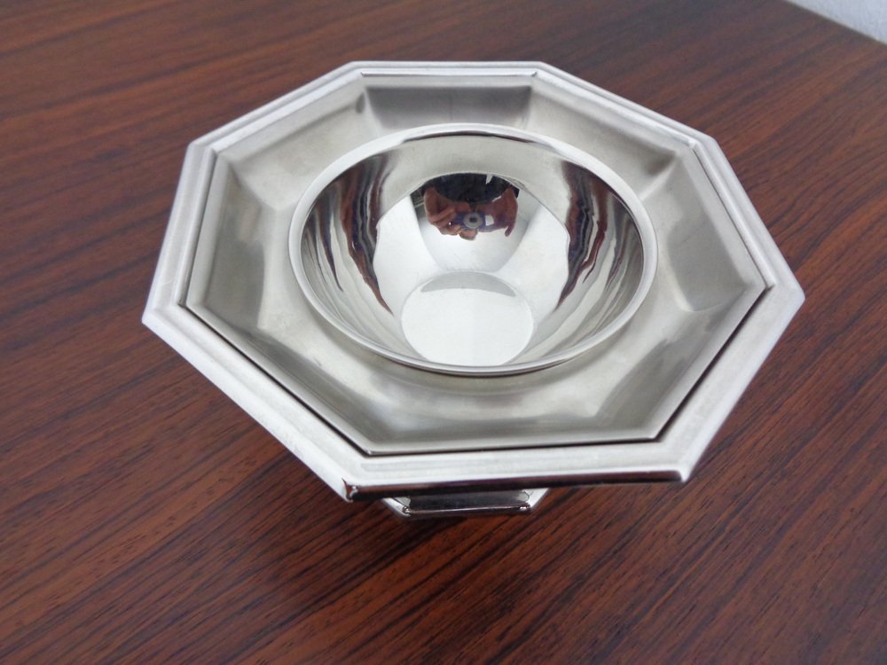 French Stainless Steel Caviar Bowl by Jean Couzon, 1970s