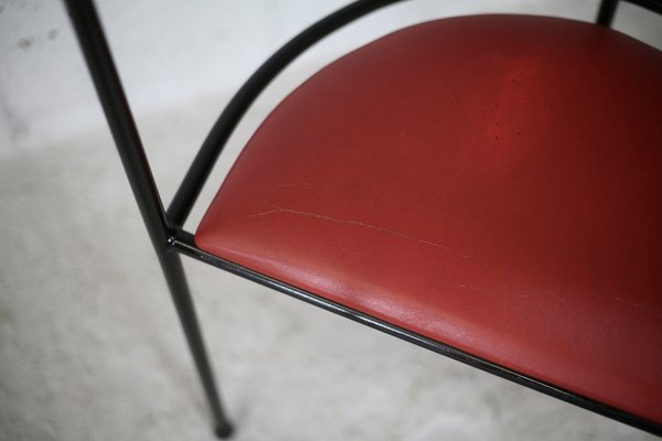 French Steel and Leather Armchairs, 1980s, Set of 3-MAO-1109584