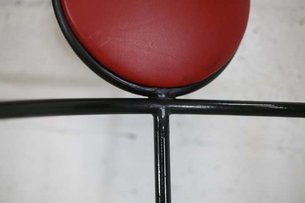 French Steel and Leather Armchairs, 1980s, Set of 3-MAO-1109584