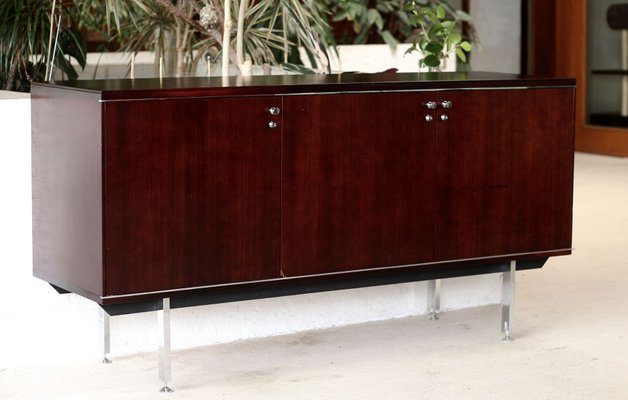 French Steel and Solid Wood Sideboard from Négroni, 1970s-MAO-688364