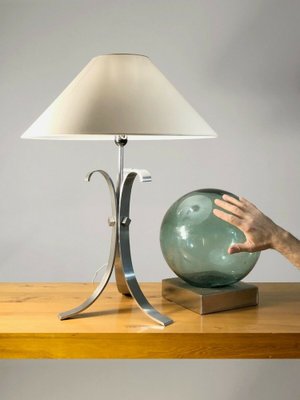 French Steel Gerbe Lamp, 1970s-NLF-967956