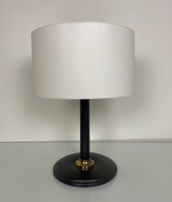 French Stitched Leather Table Lamp, 1960s-WZZ-1017150