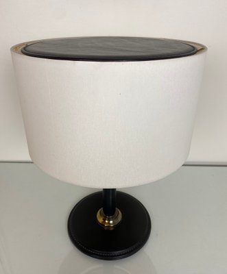 French Stitched Leather Table Lamp, 1960s-WZZ-1017150