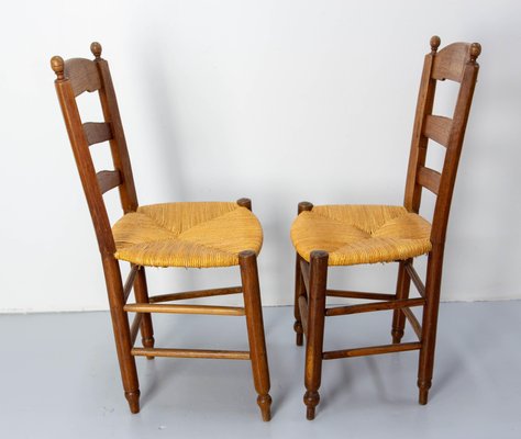 French Straw and Elm Chairs, Late 19th Century, Set of 8-RIU-1718717