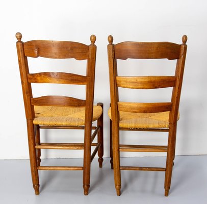 French Straw and Elm Chairs, Late 19th Century, Set of 8-RIU-1718717