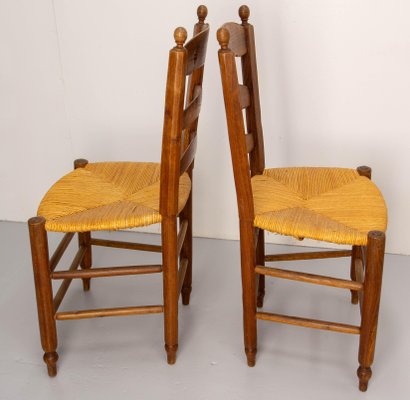 French Straw and Elm Chairs, Late 19th Century, Set of 8-RIU-1718717