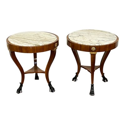 French Style Coffee Tables with Marble Tops, 1990s, Set of 2-BEW-1740859