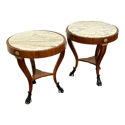 French Style Coffee Tables with Marble Tops, 1990s, Set of 2-BEW-1740859