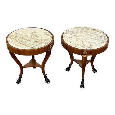 French Style Coffee Tables with Marble Tops, 1990s, Set of 2-BEW-1740859