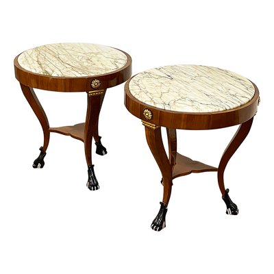 French Style Coffee Tables with Marble Tops, 1990s, Set of 2-BEW-1740859