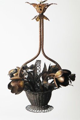 French Style Flower Basket Chandelier in Brass-ESB-1376816