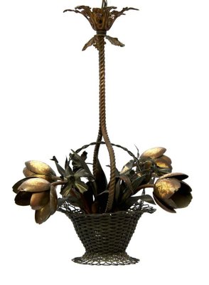 French Style Flower Basket Chandelier in Brass-ESB-1376816