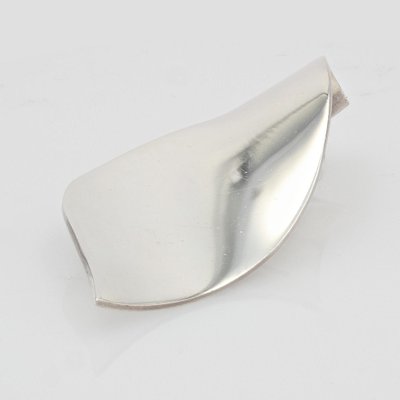 French Stylized Leaf Silver Brooch, 1970s-OLU-1403627