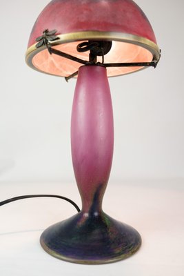 French Table Lamp in Dark Purple and Bordeaux from Le Verre Francais, 1920s-UY-1730571