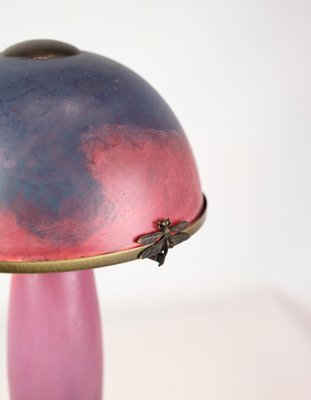 French Table Lamp in Dark Purple and Bordeaux from Le Verre Francais, 1920s-UY-1730571