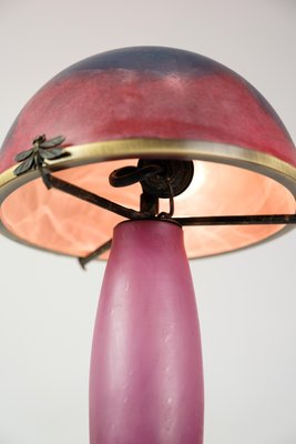 French Table Lamp in Dark Purple and Bordeaux from Le Verre Francais, 1920s-UY-1730571