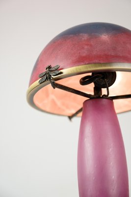 French Table Lamp in Dark Purple and Bordeaux from Le Verre Francais, 1920s-UY-1730571