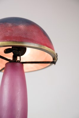 French Table Lamp in Dark Purple and Bordeaux from Le Verre Francais, 1920s-UY-1730571