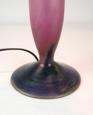 French Table Lamp in Dark Purple and Bordeaux from Le Verre Francais, 1920s-UY-1730571