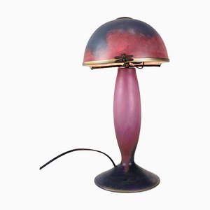 French Table Lamp in Dark Purple and Bordeaux from Le Verre Francais, 1920s-UY-1730571