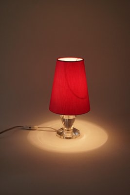 French Table Lamp with Cut Glass Base and Coral Silk Shade in Regency Style-BAF-920672