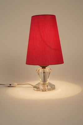 French Table Lamp with Cut Glass Base and Coral Silk Shade in Regency Style-BAF-920672