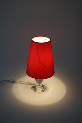 French Table Lamp with Cut Glass Base and Coral Silk Shade in Regency Style-BAF-920672