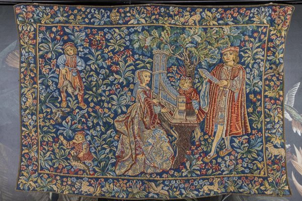 French Tapestry of the Lady with an Organ from Tapisseries Du Lion, 1970s-KEG-1997648