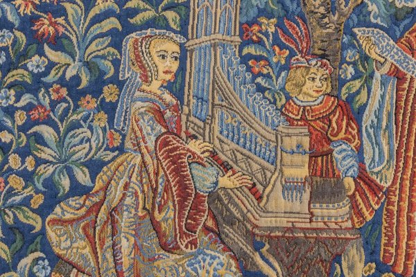 French Tapestry of the Lady with an Organ from Tapisseries Du Lion, 1970s-KEG-1997648