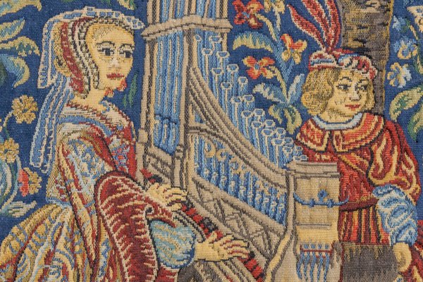 French Tapestry of the Lady with an Organ from Tapisseries Du Lion, 1970s-KEG-1997648